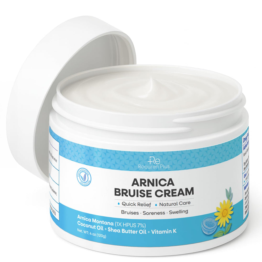 Recuren Plus Arnica Bruise Cream Extra Strength tube for targeted bruise support after bumps