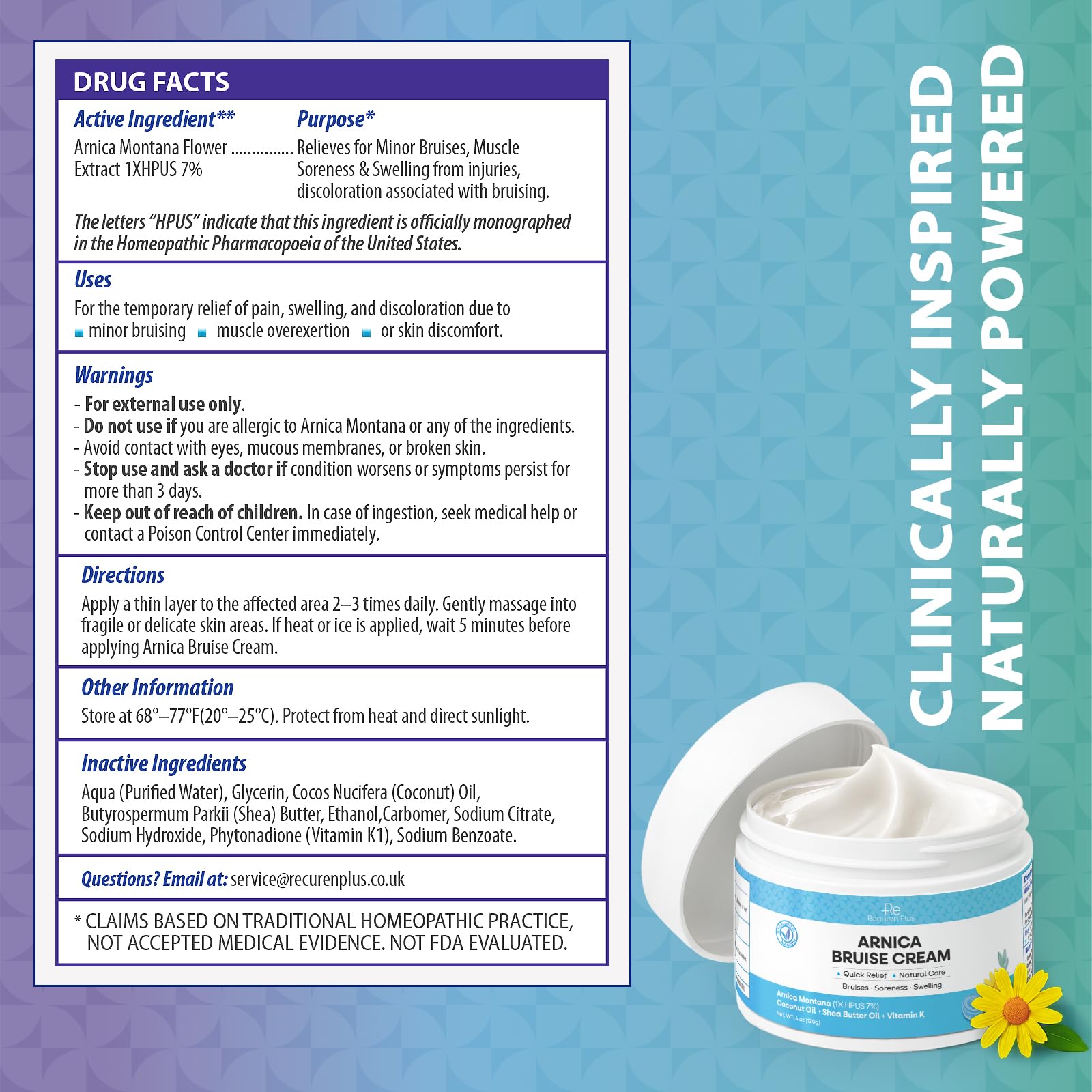 Recuren Plus Arnica Bruise Cream nourishes skin and enhances softness