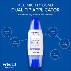Red by Kiss wig glue dual-tip applicator enables precise application.