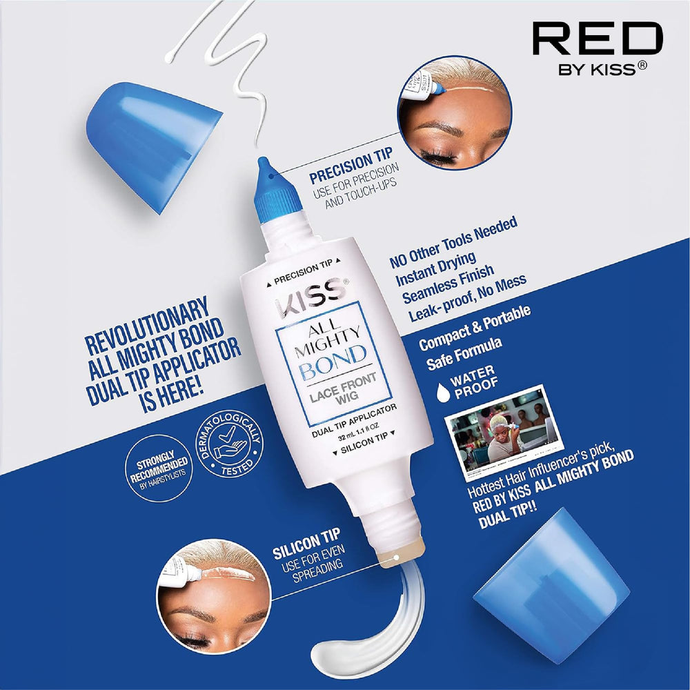 Red by Kiss All Mighty Bond wig glue strong hold keeps units in place.