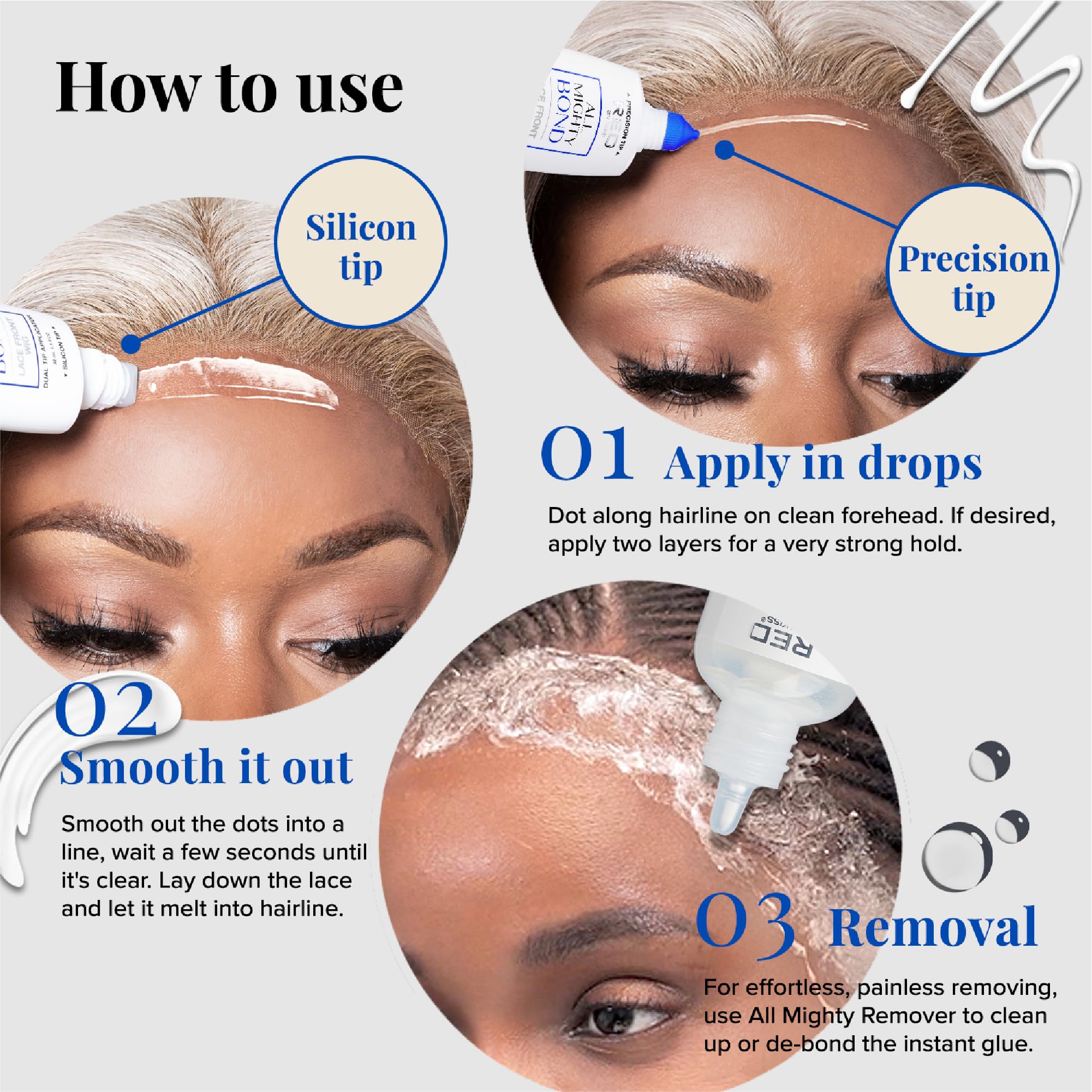 Red by Kiss wig glue water resistant formula for lasting wear.