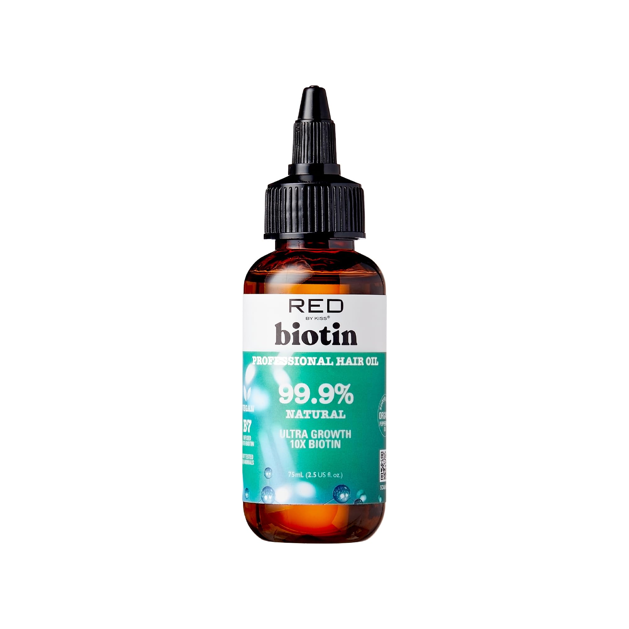Red by Kiss Biotin Infused Hair Oil bottle nourishes and strengthens hair.