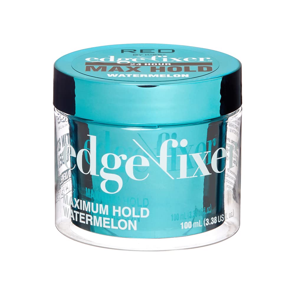 Red by Kiss Edge Fixer bottle with Watermelon scent offering long-lasting hold.