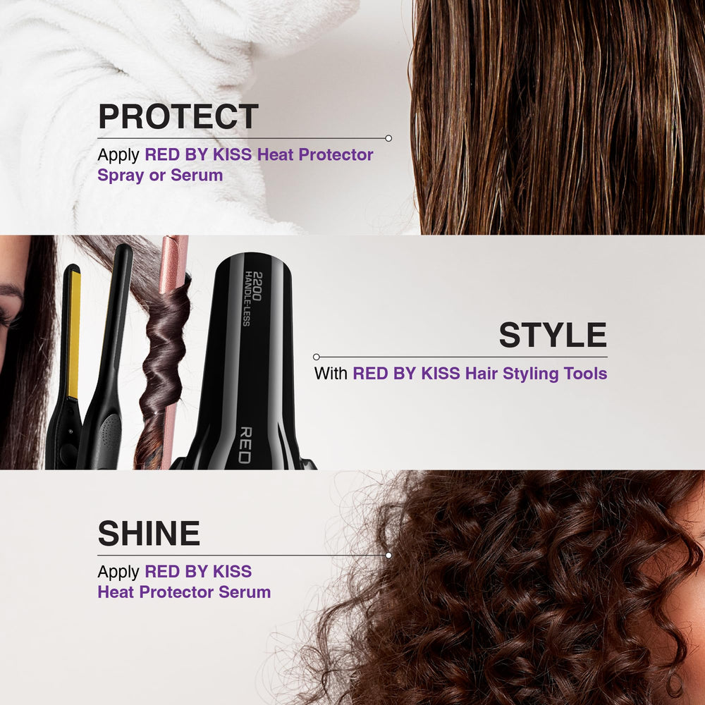 Red by Kiss frizz-control during styling for smoother results.