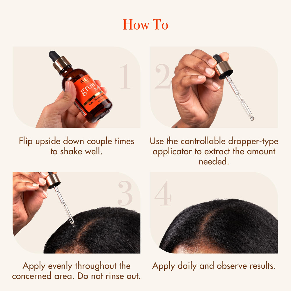 Red by Kiss Growth MD organic oils emphasize a 100% natural formulation.