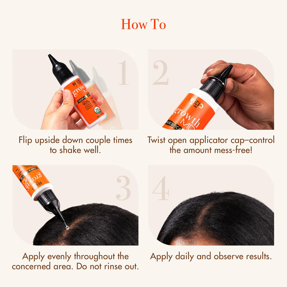 Red by Kiss Growth MD thickening action on hair strands.