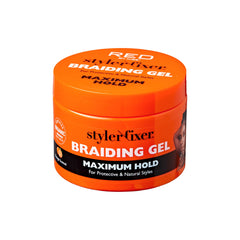 Red by Kiss Hold Braiding Gel bottle front highlights maximum hold and high shine.