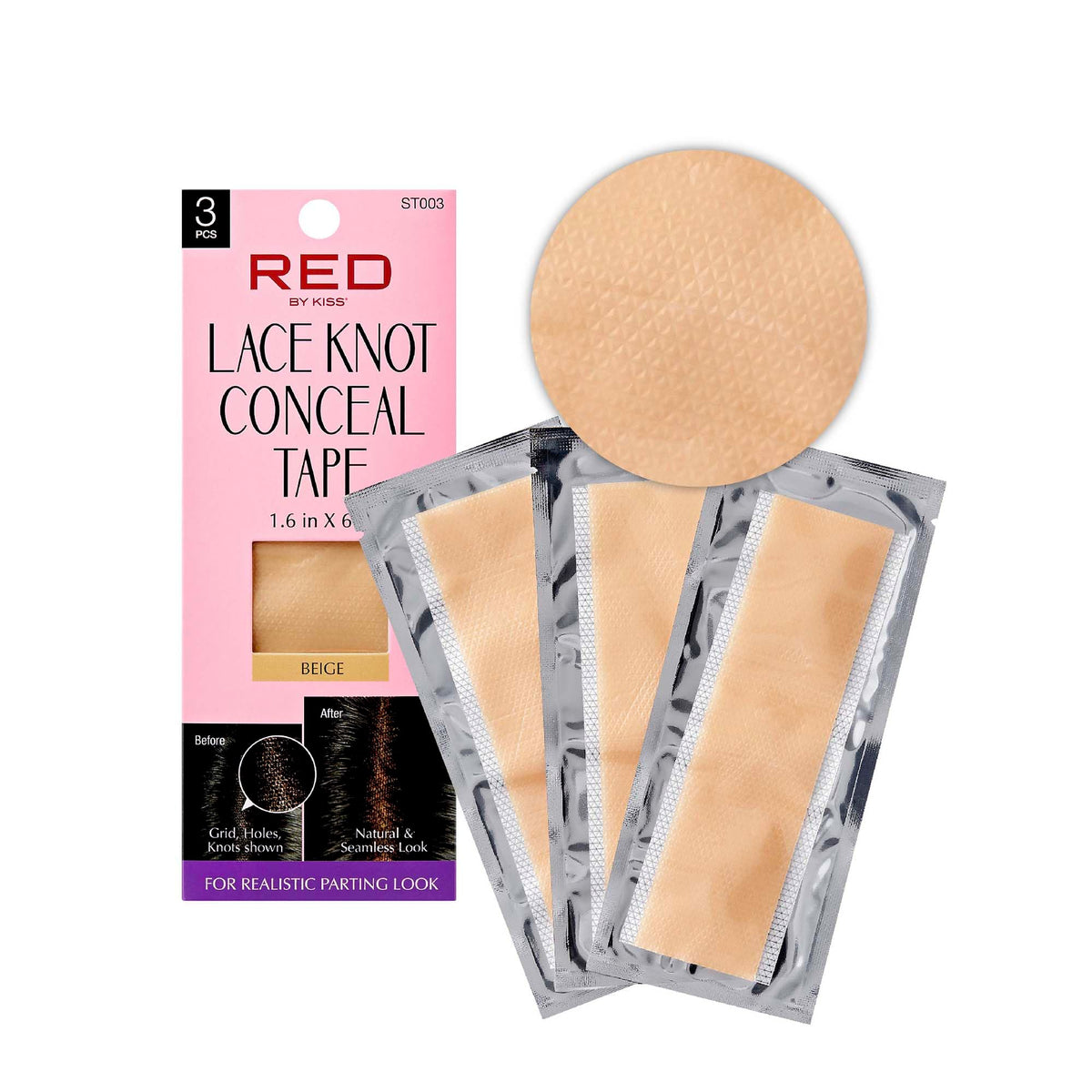 Red by Kiss lace knot conceal tape strip beige for natural scalp look