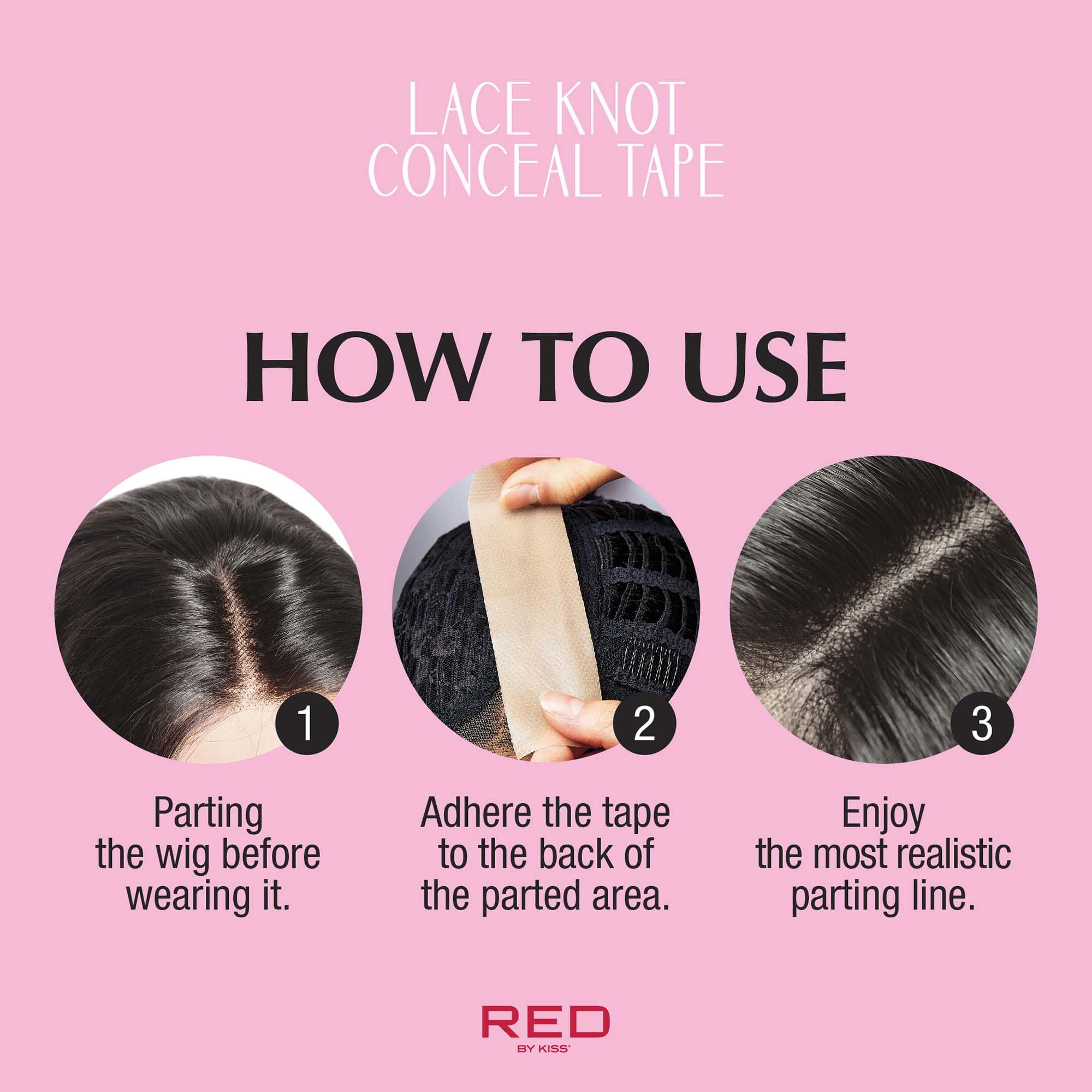 Red by Kiss lace knot conceal tape under-wig application demonstration