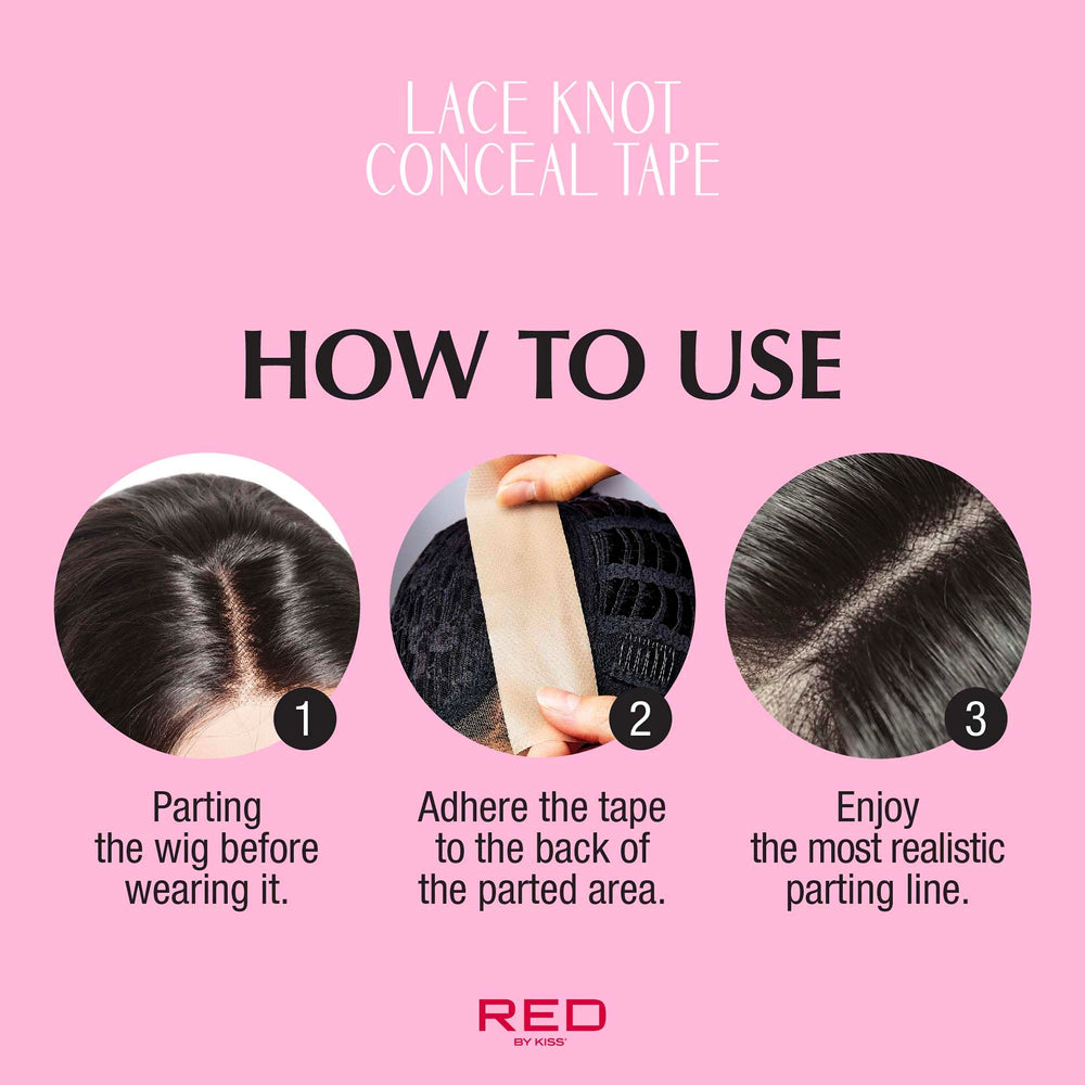 Red by Kiss lace knot conceal tape under-wig application demonstration