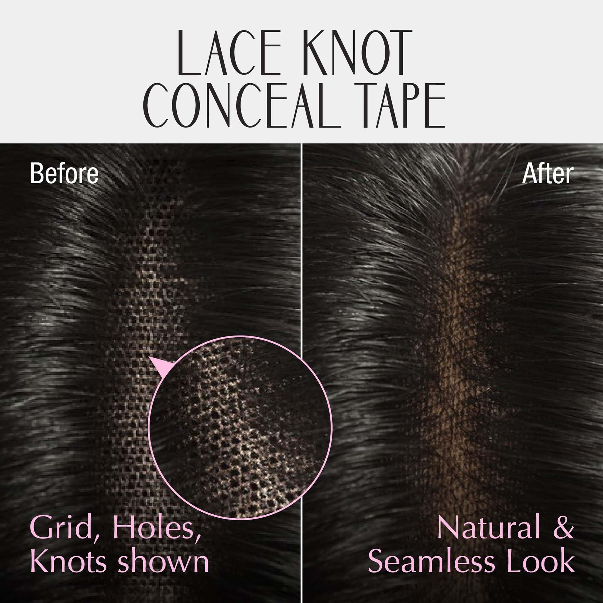 Red by Kiss lace knot conceal tape on wig grid hidden detail
