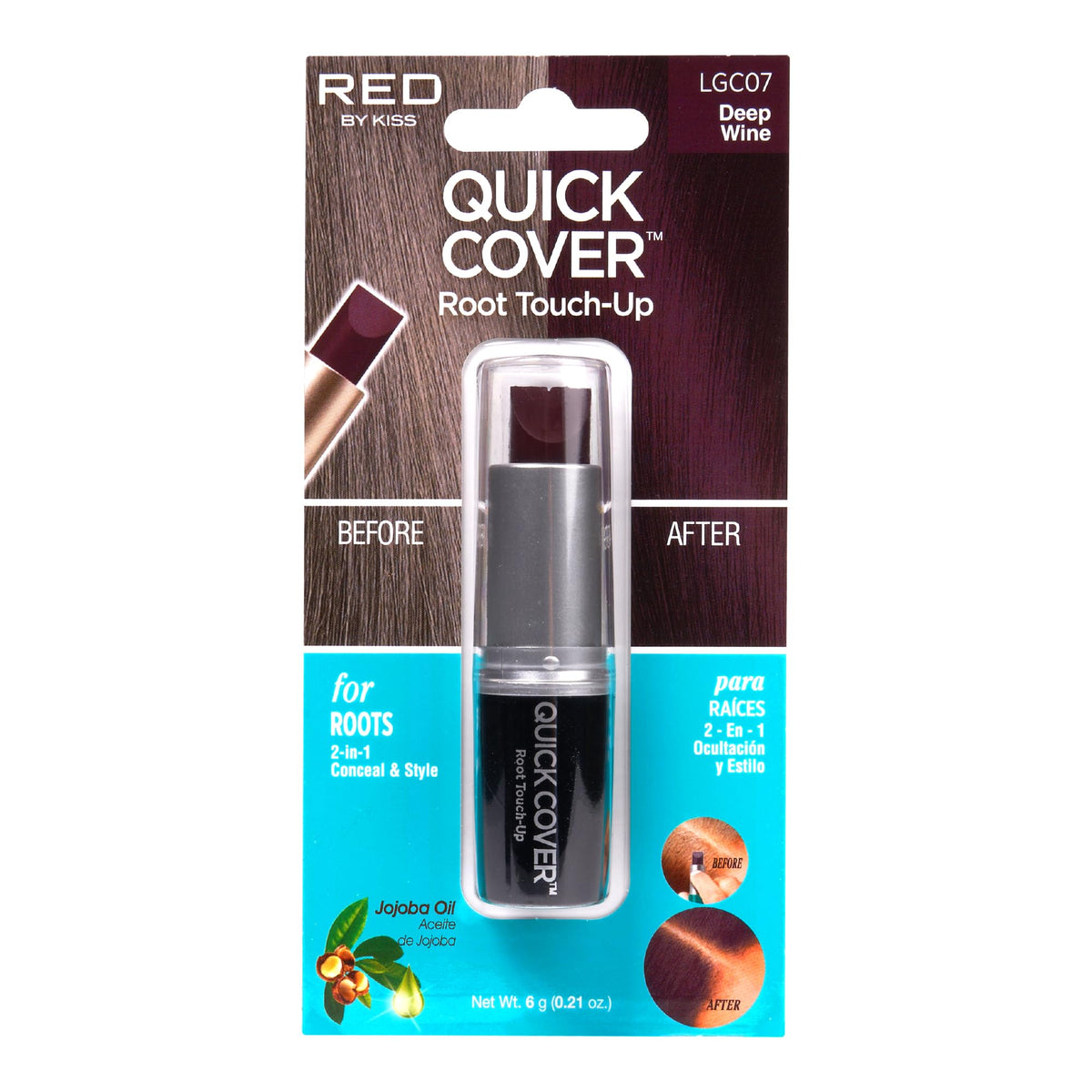 Red by Kiss Quick Cover Root Touch Up Stick in Deep Wine conceals roots on the go.