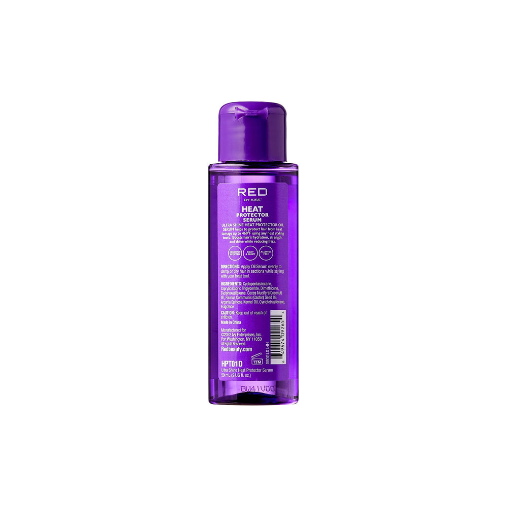 Red by Kiss serum texture close-up highlights lightweight, frizz-free smoothing.