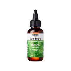Red by Kiss Tea Tree Hair Oil bottle for scalp relief and shine.