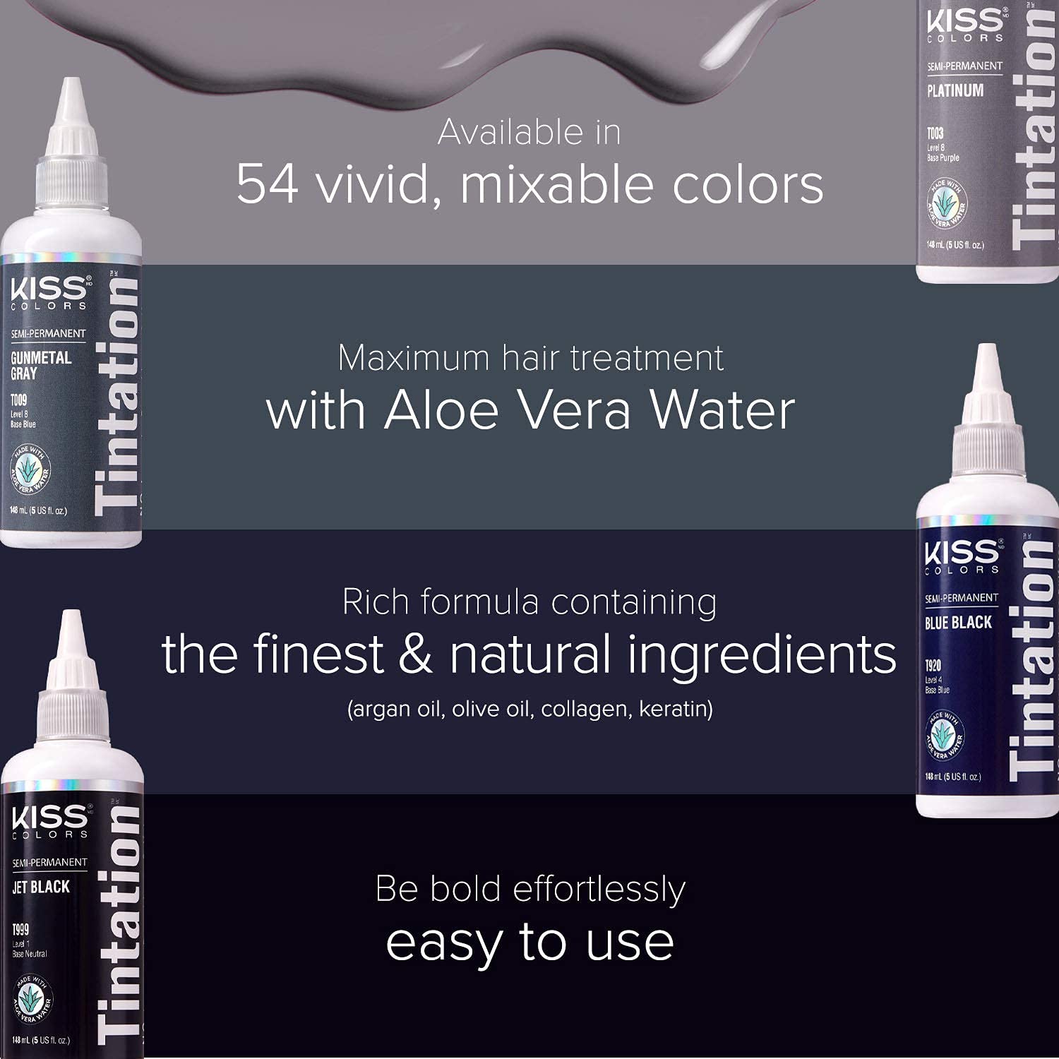 Aloe Vera Water base is highlighted for gentle conditioning in Tintation.