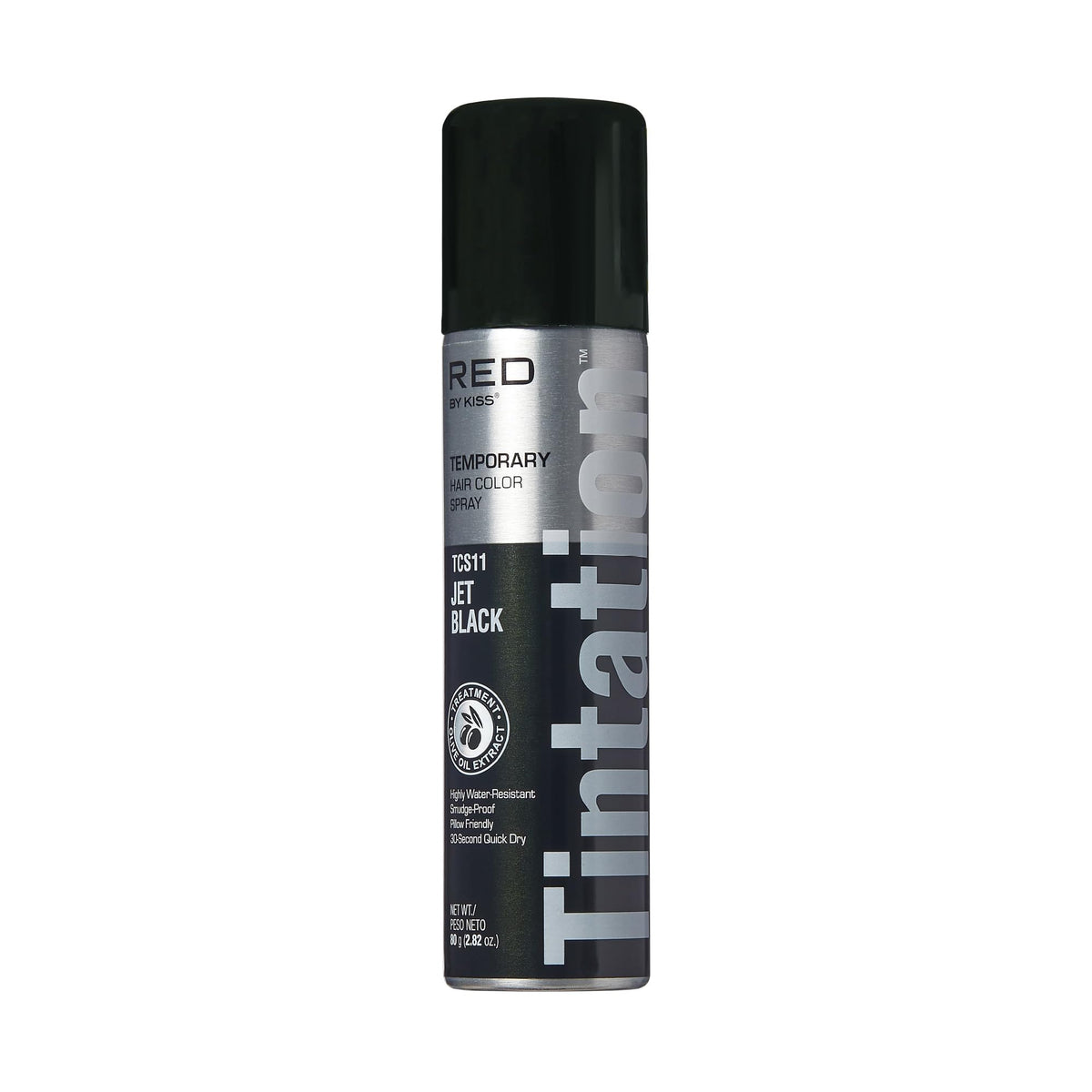 Red by Kiss Tintation Jet Black spray bottle provides instant gray root coverage.