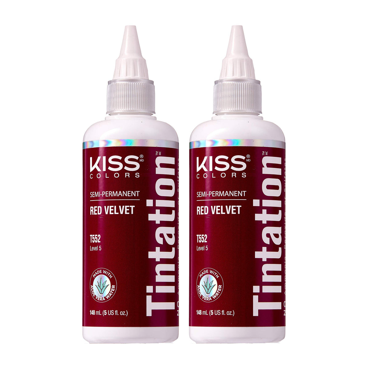 Red by Kiss Tintation velvet bottle pour showing bold color option.