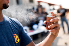Red Dirt Hat Company Roam Cologne leather scent closeup conveys premium fragrance for everyday wear.
