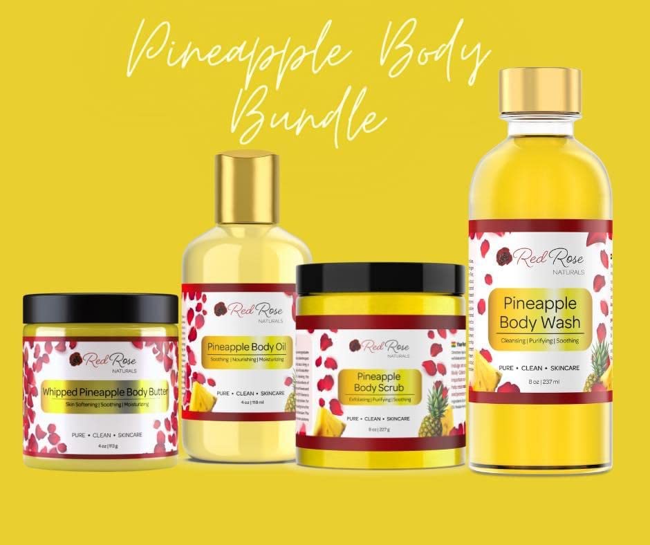 Red Rose Naturals Pineapple Body Oil comes in 4 oz bottle for travel and daily use.