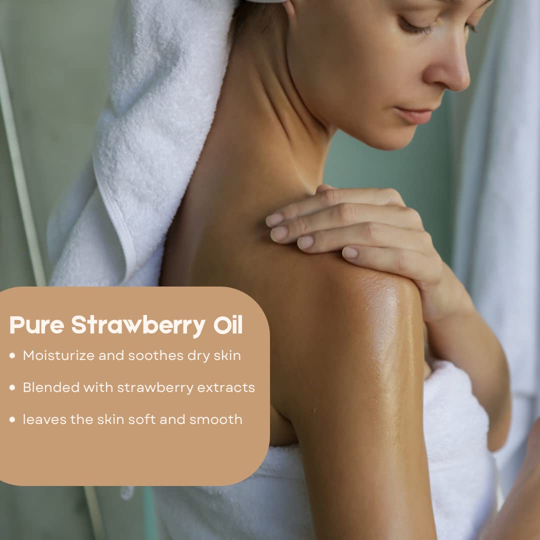 Red Rose Naturals Strawberry Body Oil applied on forearm for hydration