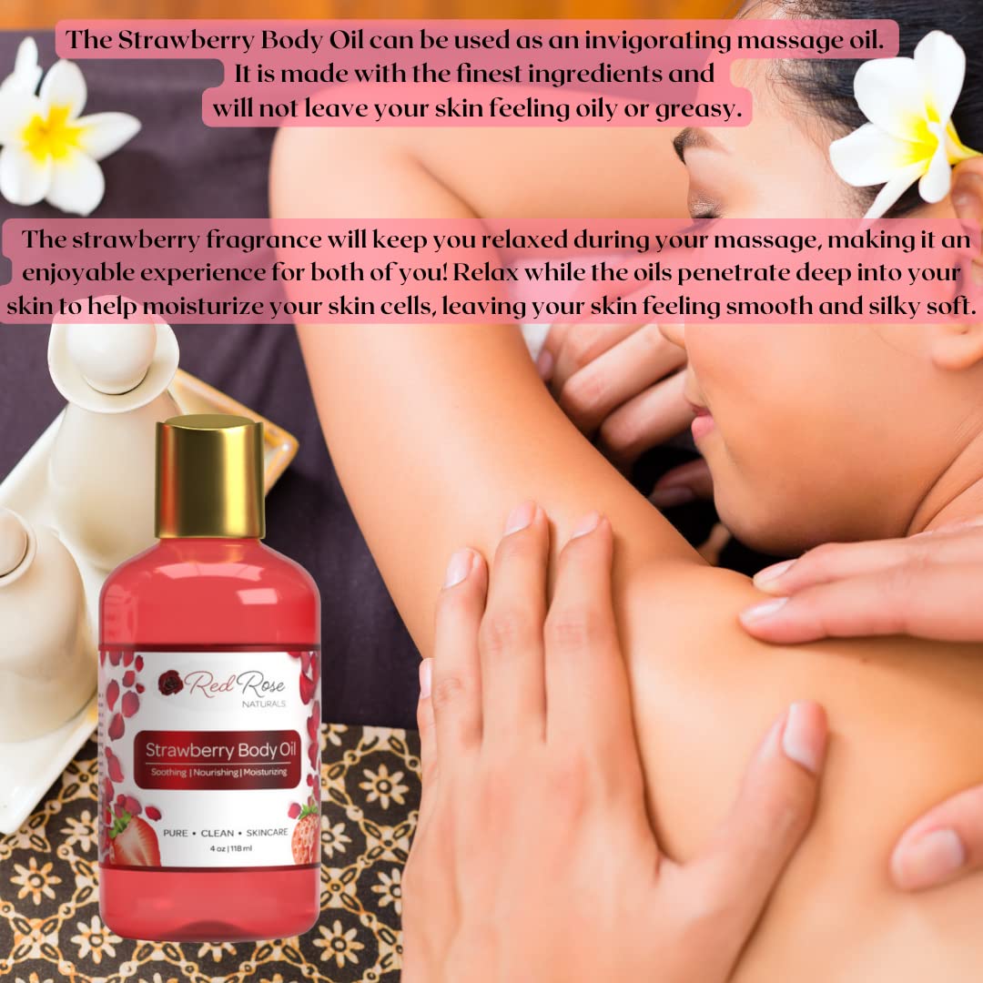 Red Rose Naturals Strawberry Body Oil gift-ready packaging
