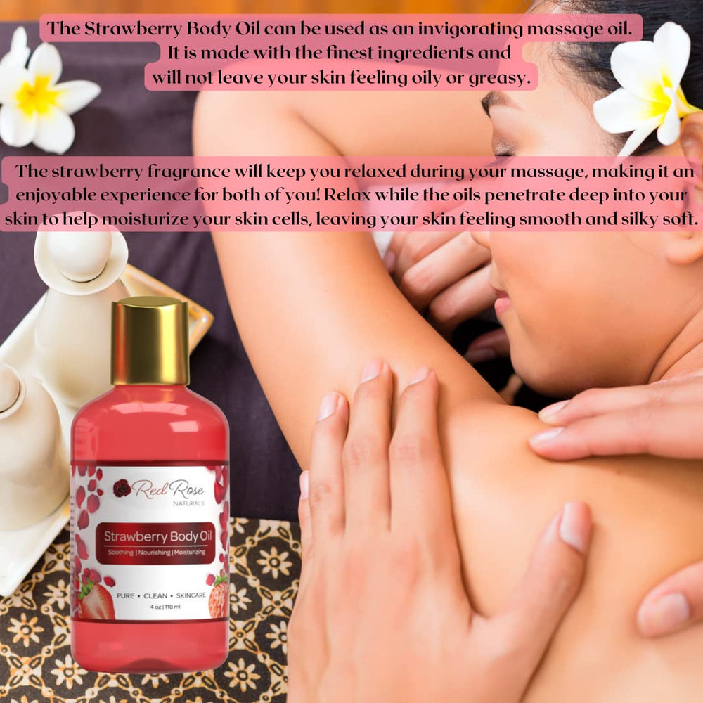 Red Rose Naturals Strawberry Body Oil gift-ready packaging
