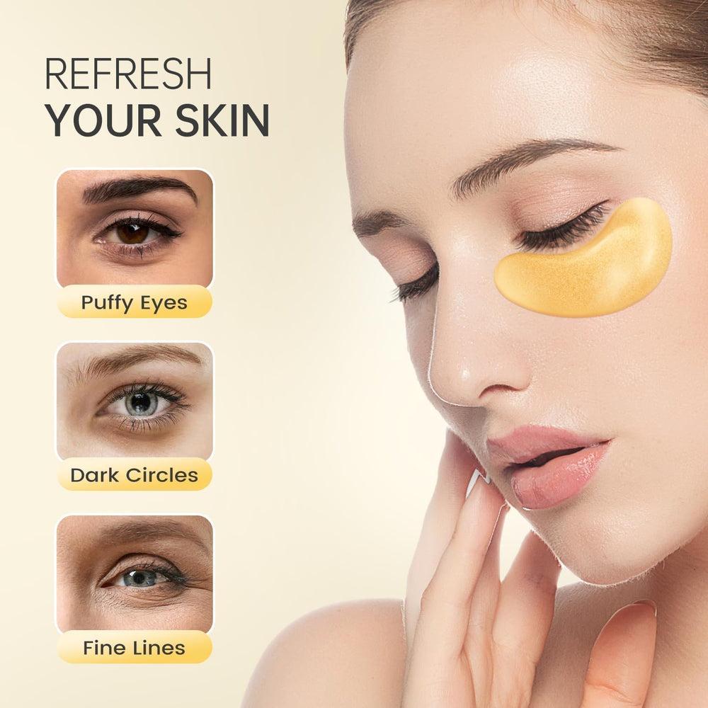 REDANHA gold foil sealed eye masks with a protective applicator for hygienic use.