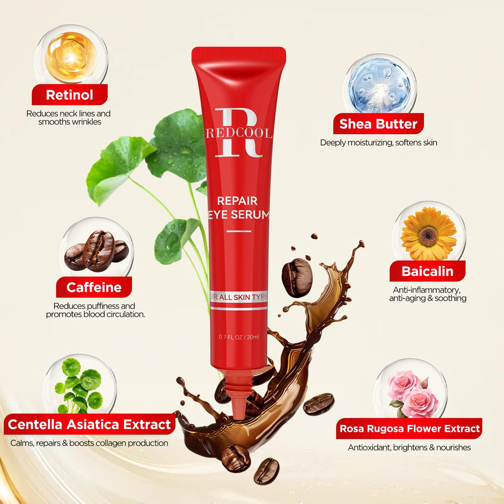 Redcool packaging close-up reveals niacinamide and retinol ingredients for targeted care