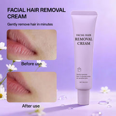 Redcool facial hair removal cream on the chin for a gentle, precise depilation.