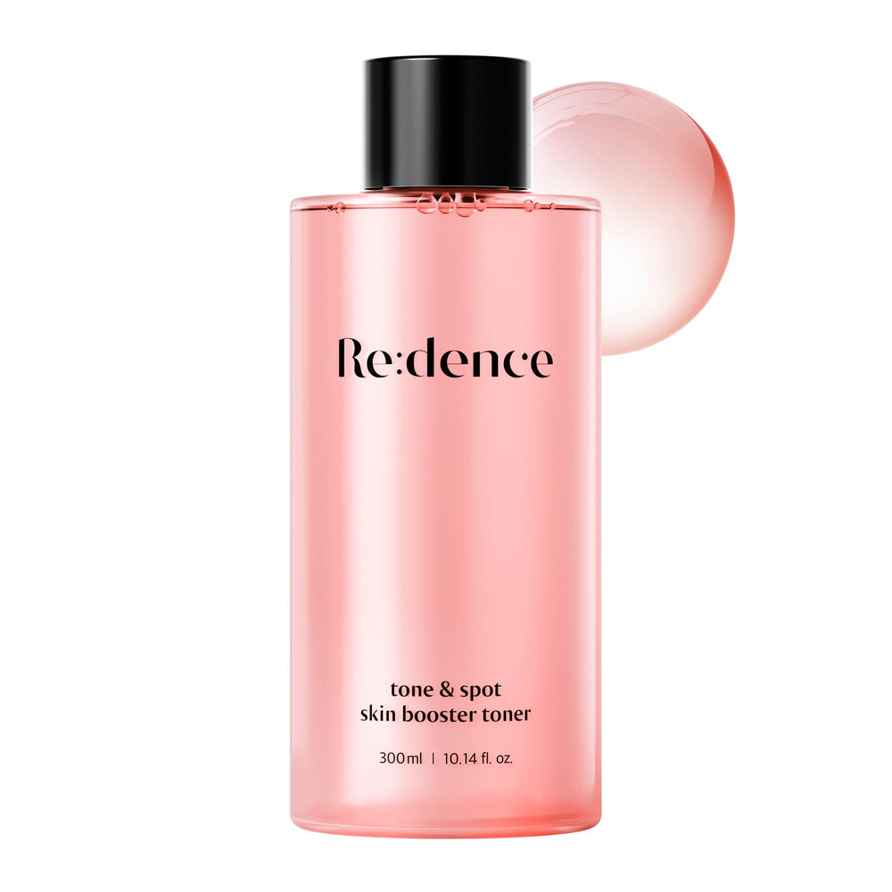 Redence Rice Bran Extract Toner bottle pour shows instant hydration and light exfoliation.