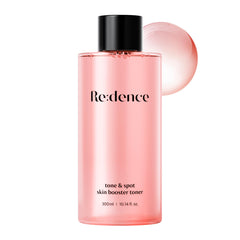 Redence Rice Bran Extract Toner bottle pour shows instant hydration and light exfoliation.