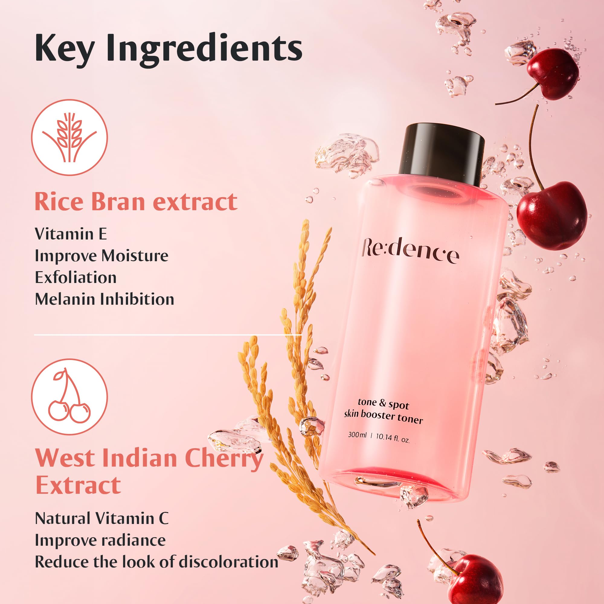 Redence Rice Bran Extract Toner texture-skin-swatch demonstrates smoothing without irritation.