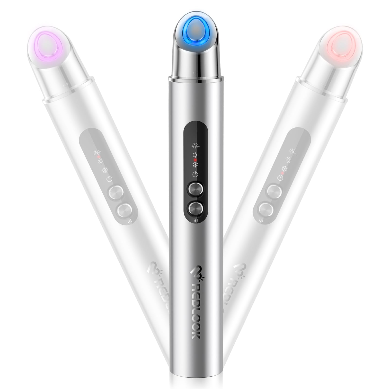 REDLOOK Depuffing Wand showing heat therapy for eye area