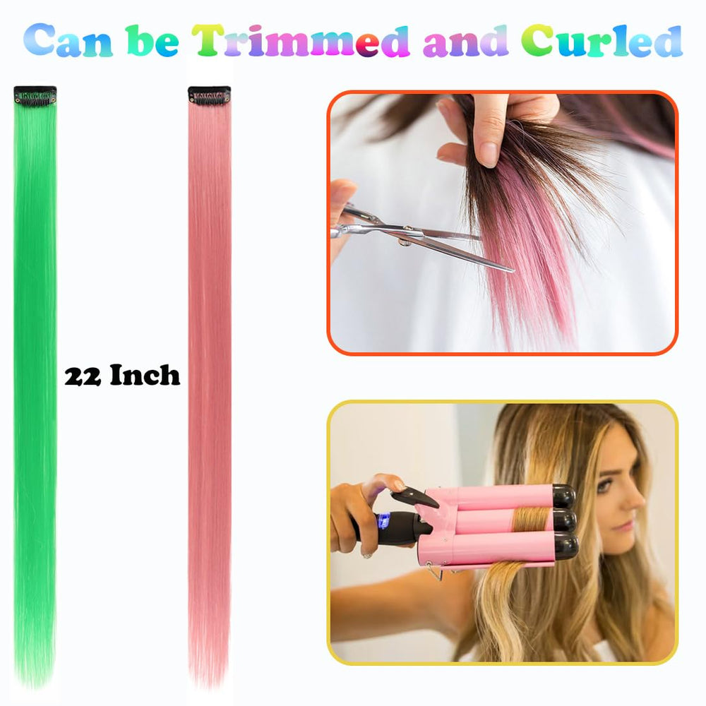 REDMENCO multi-color set with pre-attached clips enables quick, secure clip-in wear