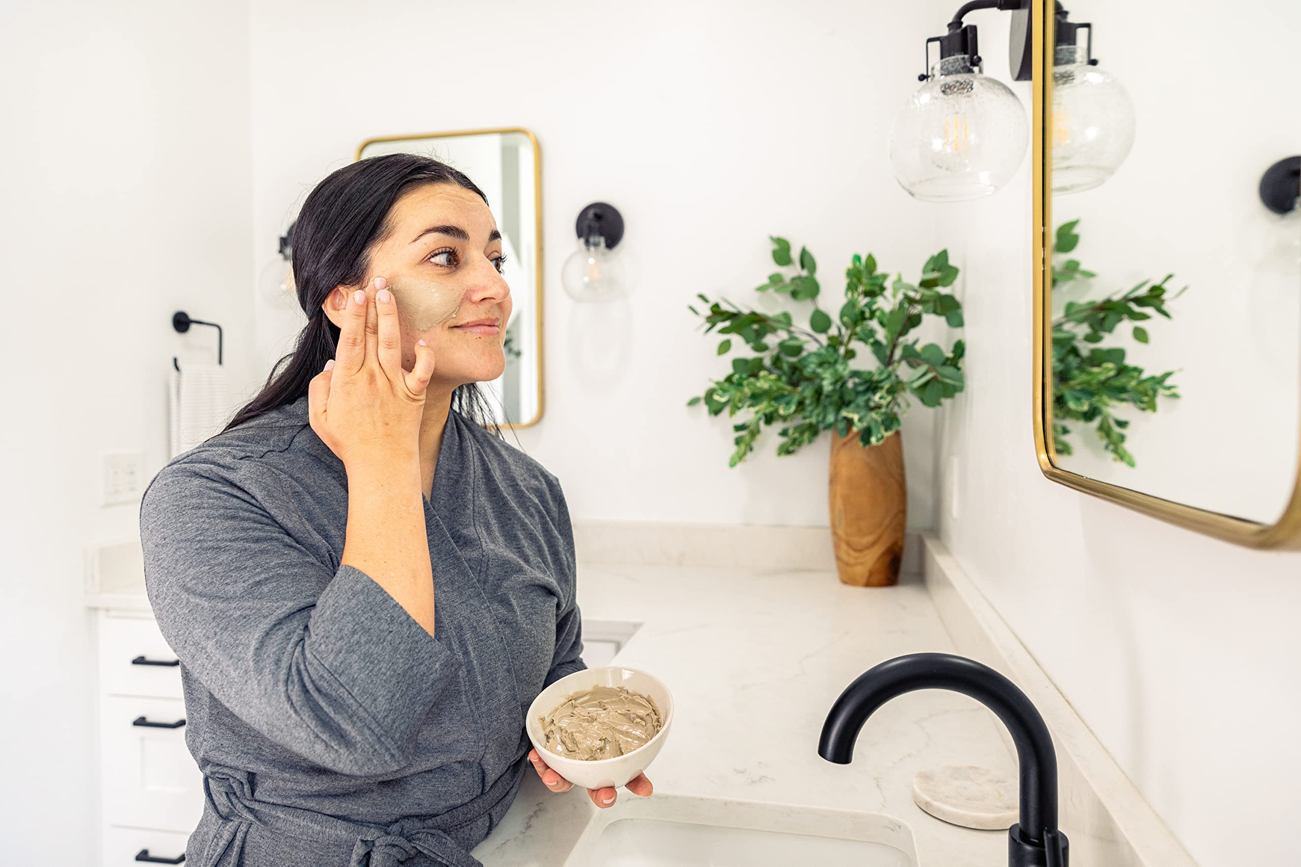 Redmond Clay rich minerals nourish skin while drying into a gentle mask.