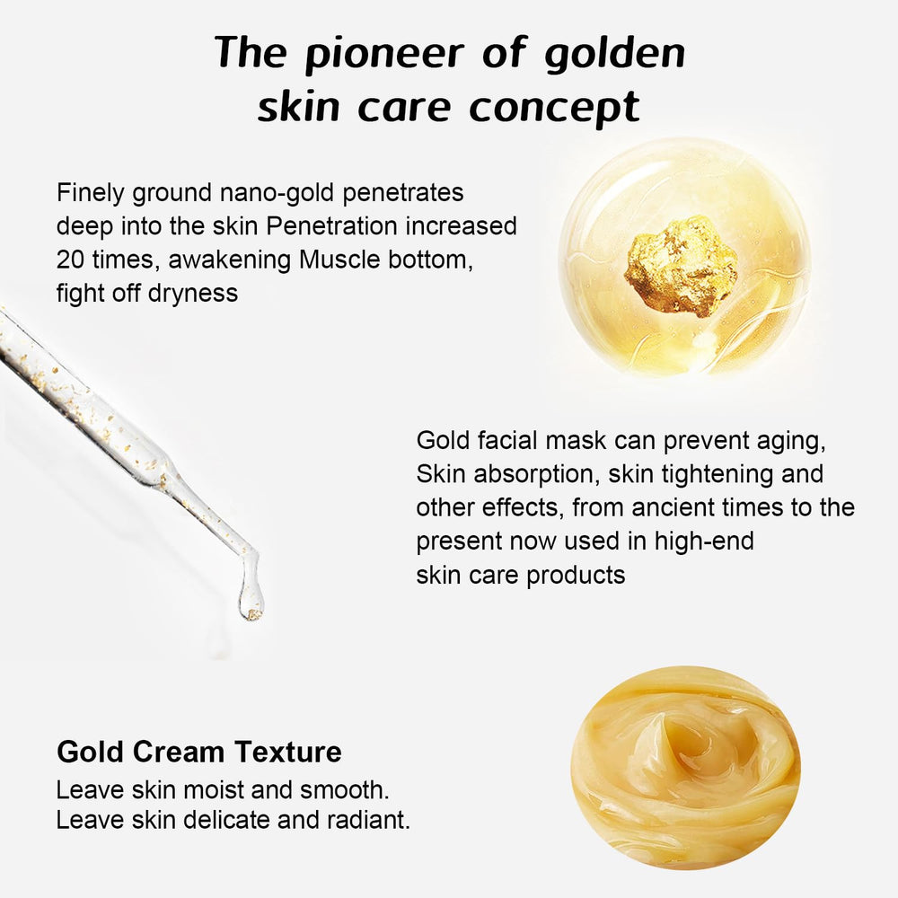 Rednow gold-foil mask in drying stage for a refreshed complexion