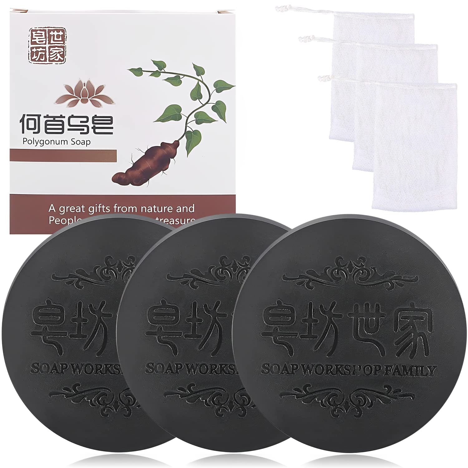 Rednow polygonum shampoo bar bottle demonstrates deep cleansing for a refreshed scalp.