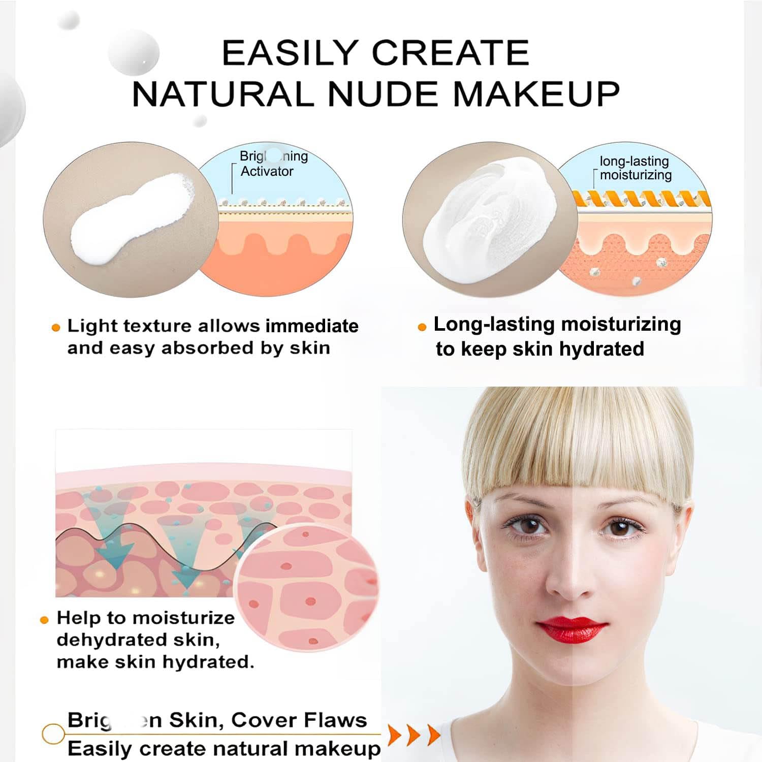 Swatch of Rednow V7 Deep Hydration Cream showing natural nude finish