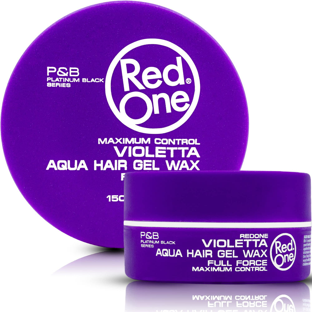 Purple violet jar emphasizes grape lavender scent in RedOne Aqua Hair Wax
