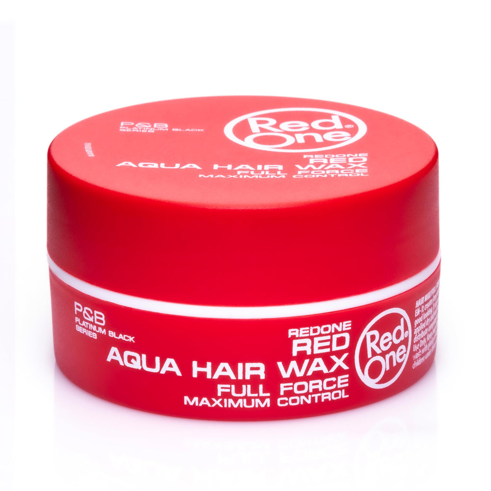 Redone Hair Wax Red bottle side view highlights premium gel-wax blend.