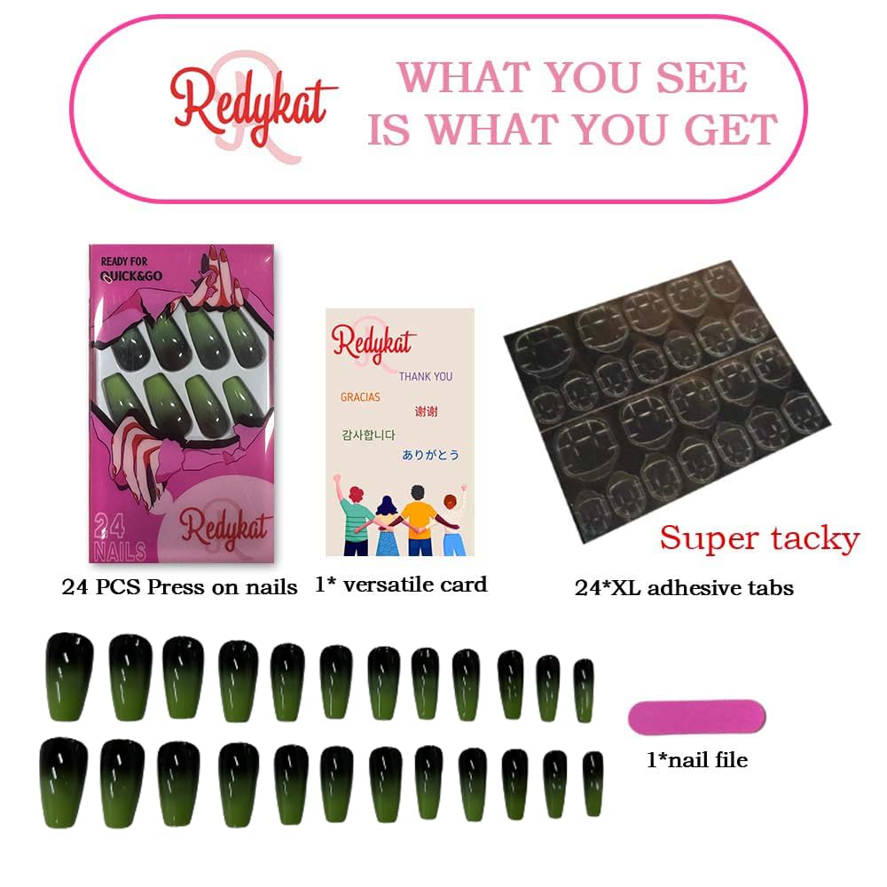 Redykat extra-long acrylic nails application demo for secure fit