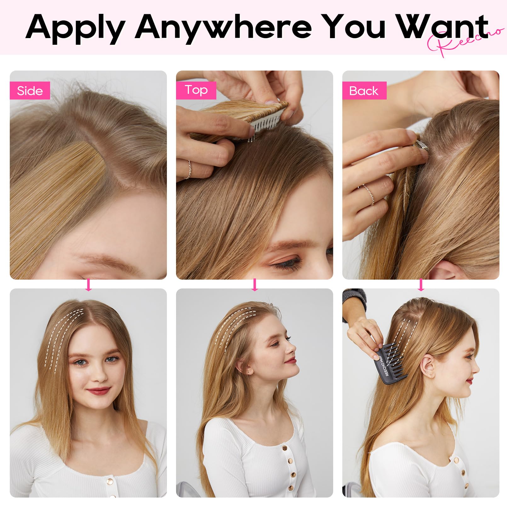 REECHO Light brown with blonde highlights color variation blends naturally