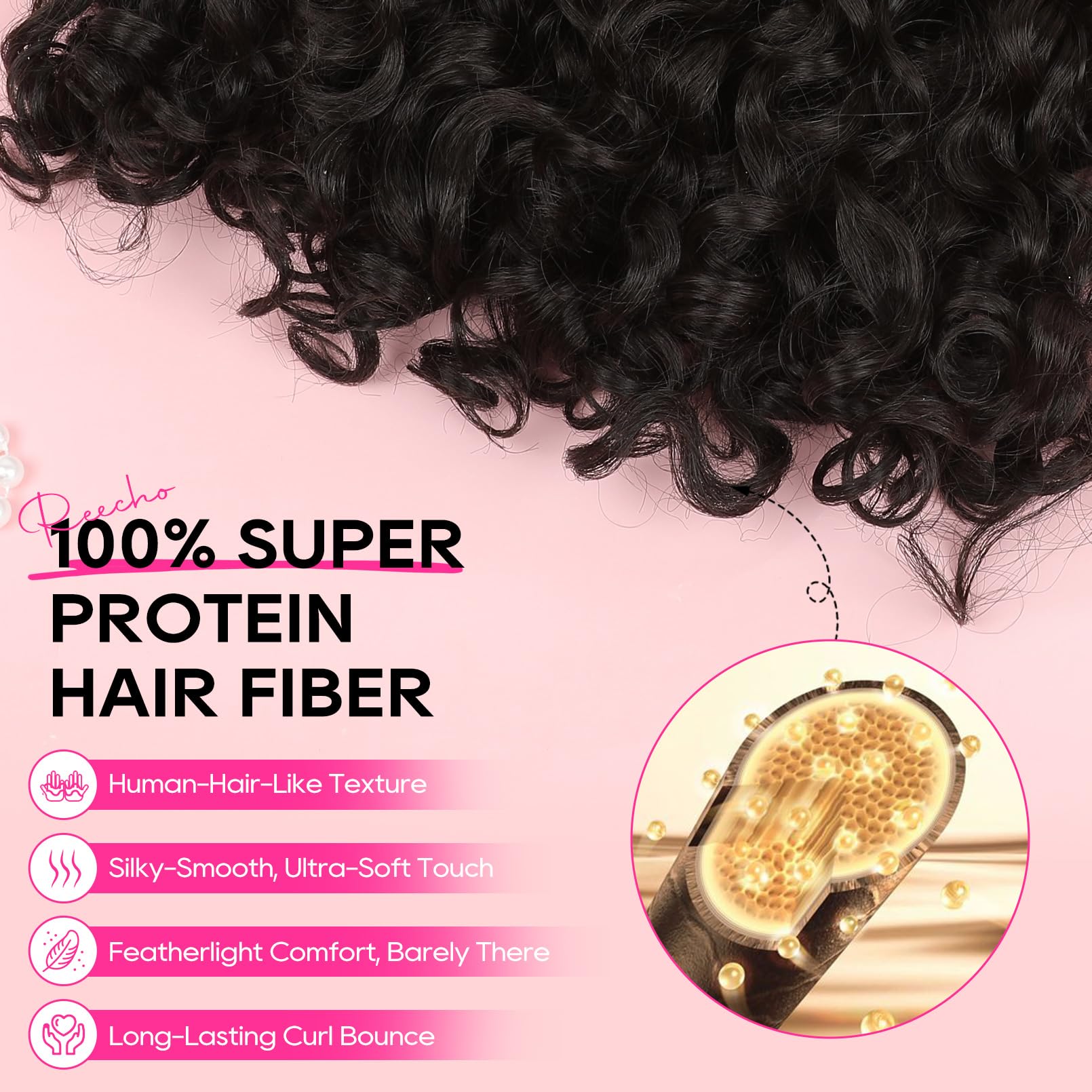 REECHO GoGo curly extensions with invisible lace weft for natural blend