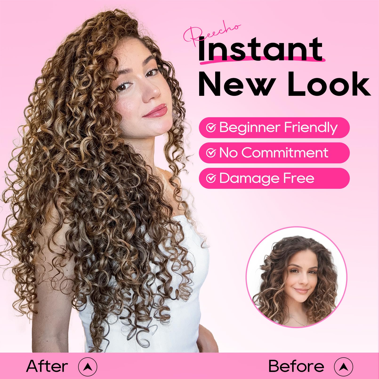 REECHO GoGo curly extensions offer silky soft texture and lightweight feel