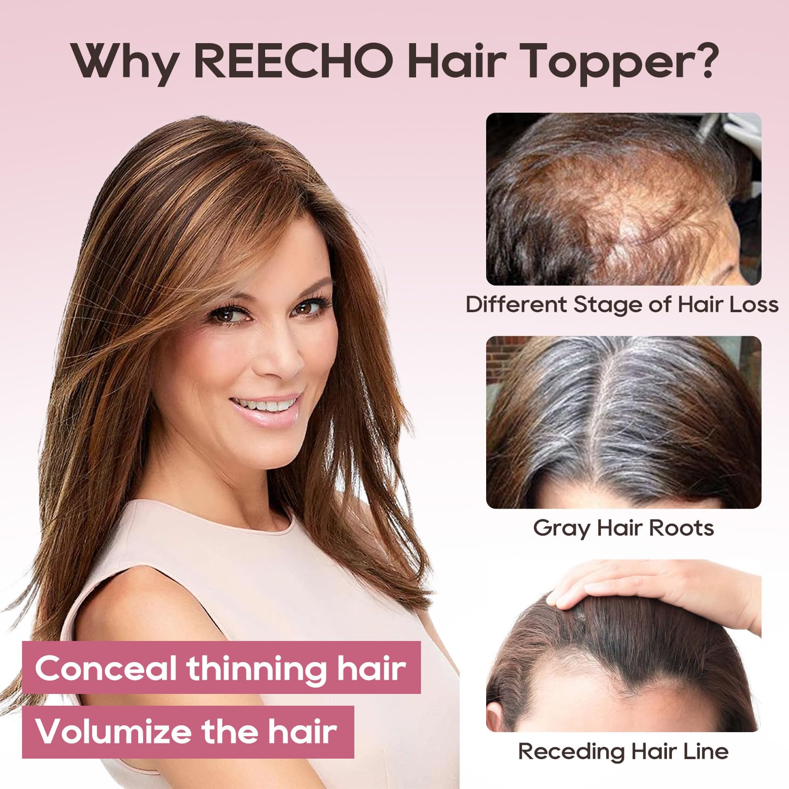 REECHO daily-wear topper blending with your own hair for confidence