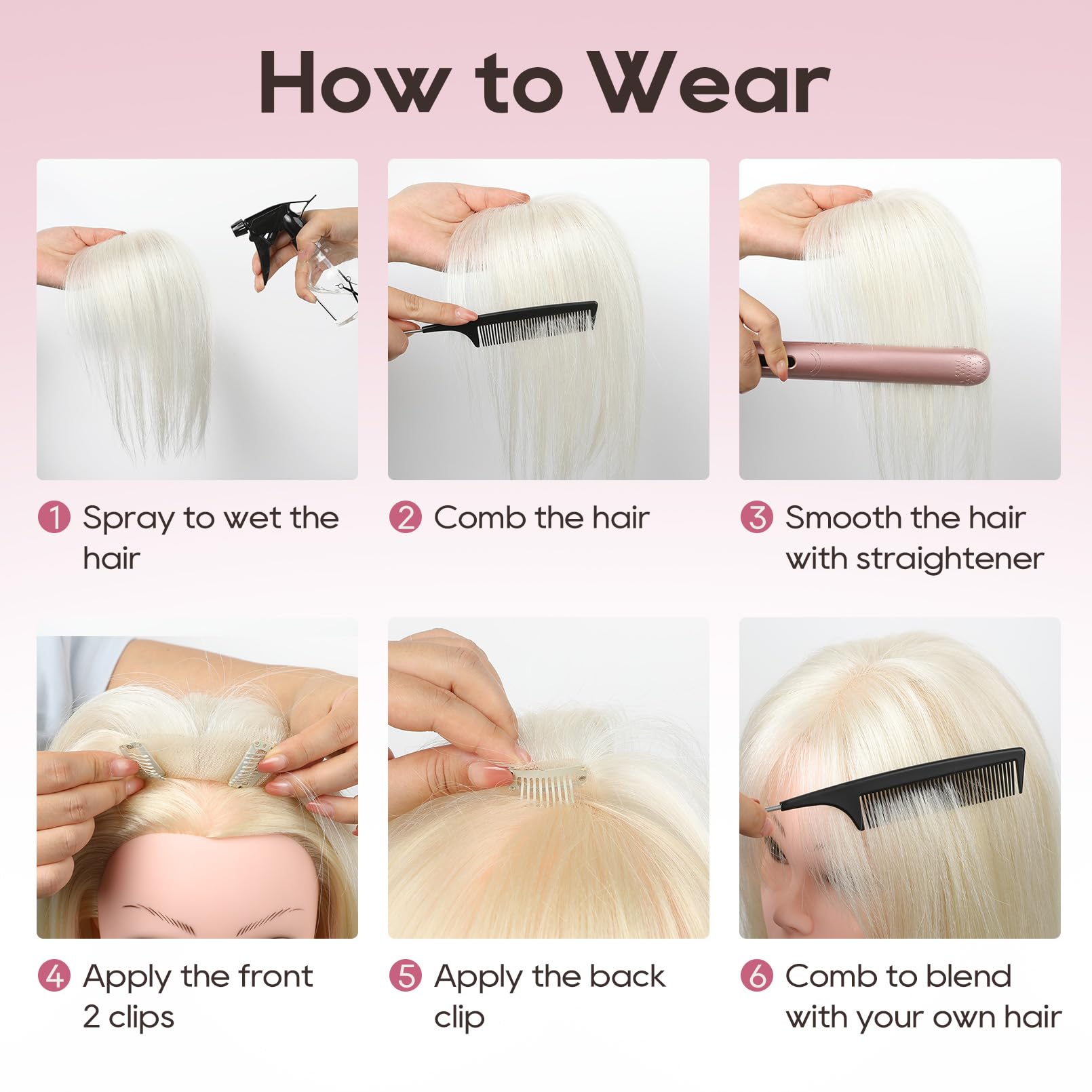 REECHO clip-in three-clip system for secure easy wear
