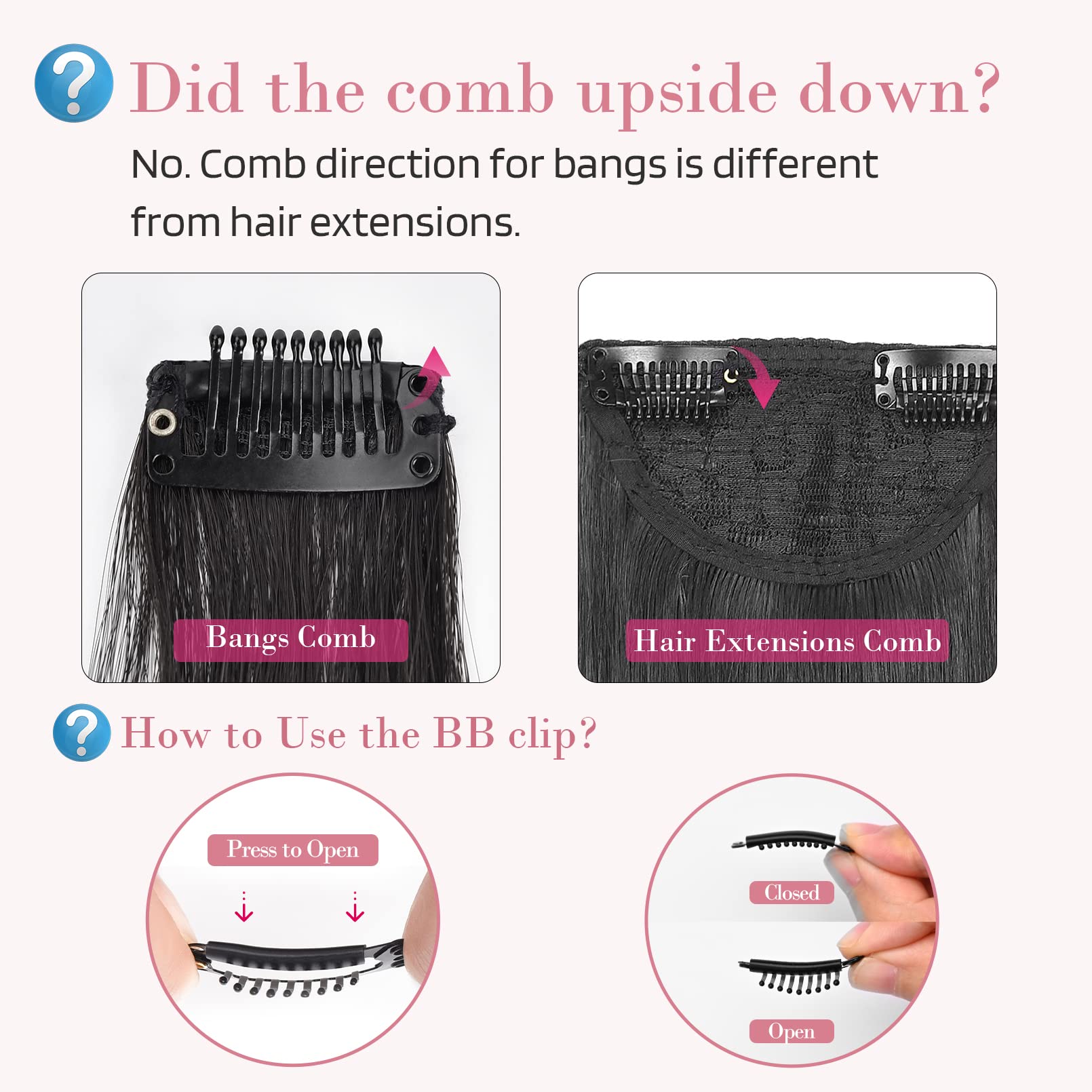 REECHO packaging showing two clip-in bangs for easy storage