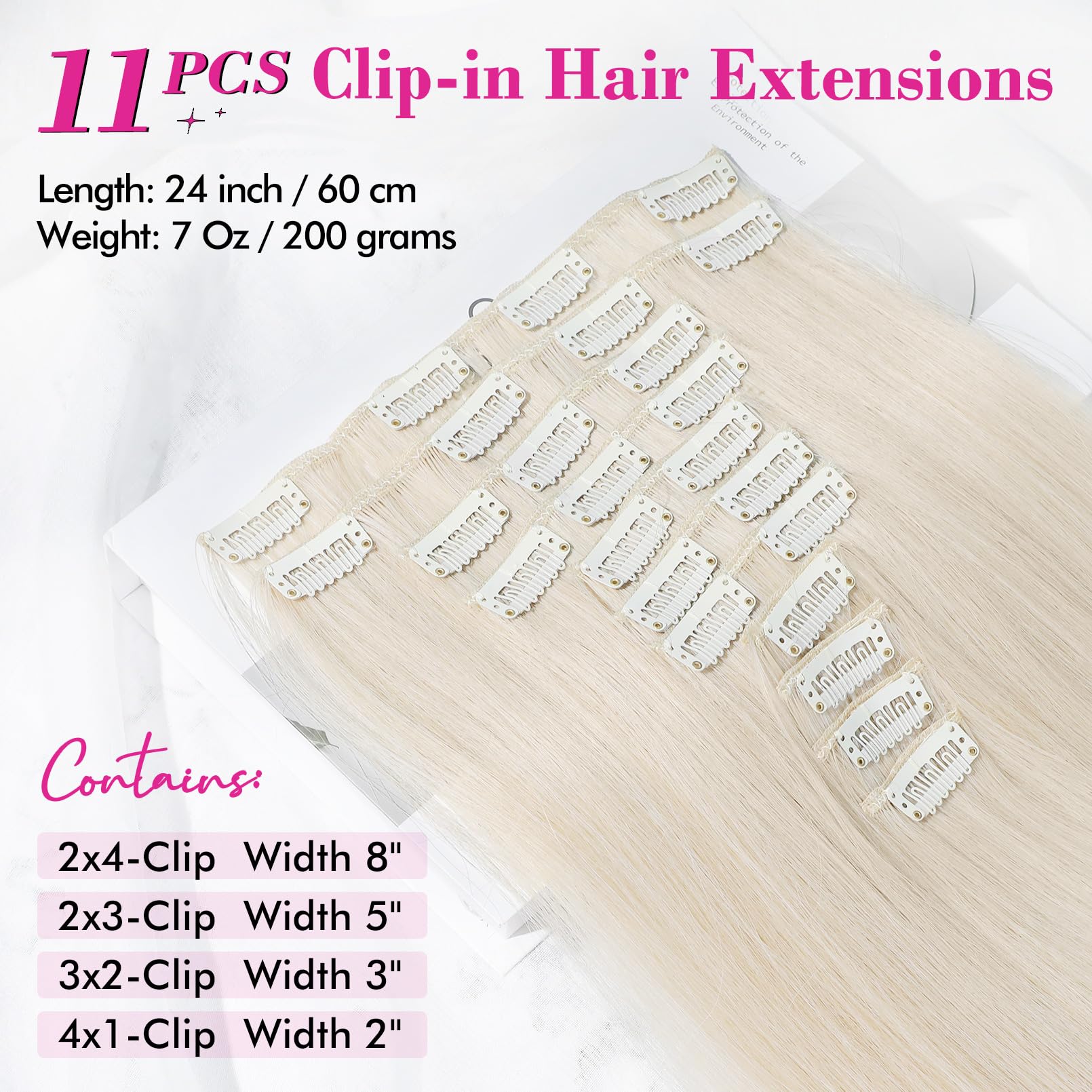 REECHO platinum blonde straight hair extensions blend naturally