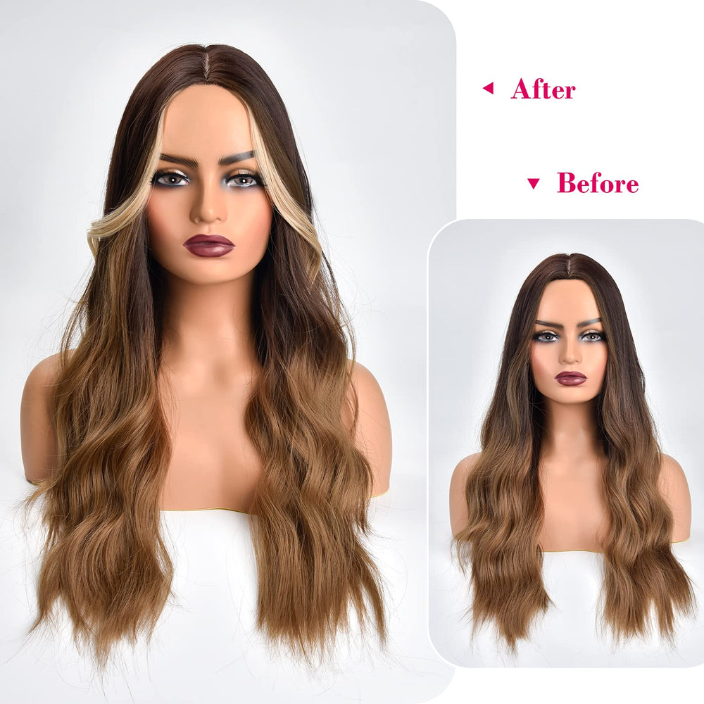 Close-up of REECHO clip-in bangs with long temples in dark blonde