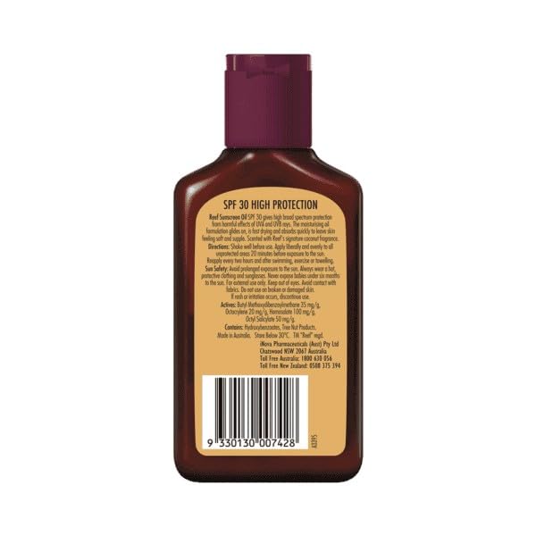 Reef Dark Sun Tan Oil Coconut in action shows smooth application and non-sticky feel